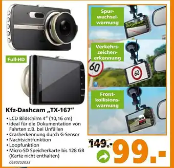 Globus Baumarkt Kfz Dashcam TX-167 Angebot