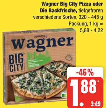 Edeka Wagner Big City Pizza oder Die Backfrische 320 - 445 g Packung Angebot