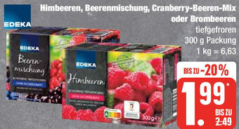 Edeka EDEKA Himbeeren, Beerenmischung, Cranberry-Beeren-Mix oder Brombeeren 300 g Packung Angebot