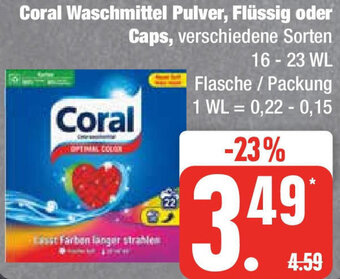 Edeka Coral Waschmittel Pulver, Flüssig oder Caps 16-23 WL Angebot