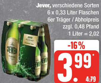 Edeka Jever 6x0,33 Liter Flaschen Angebot