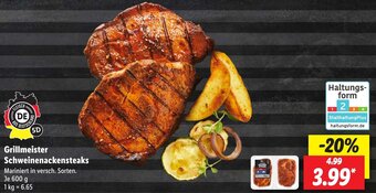 Lidl Grillmeister Schweinenackensteaks 600 g Angebot