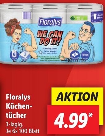 Lidl Floralys Küchentücher 3-lagig, 6x 100 Blatt Angebot