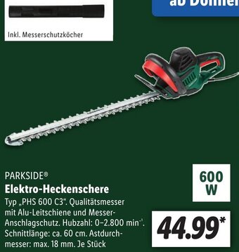 Lidl PARKSIDEⓇ Elektro-Heckenschere ,,PHS 600 C3" Angebot