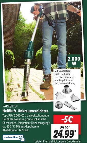 Lidl PARKSIDEⓇ Heißluft-Unkrautvernichter ,,PUV 2000 C2" Angebot