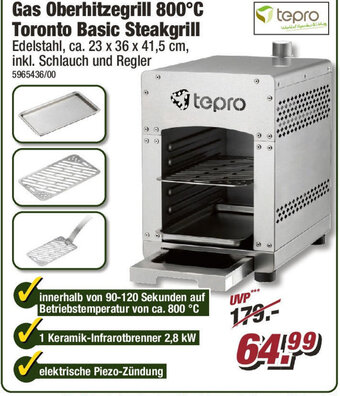 Poco tepro Gas Oberhitzegrill 800°C Toronto Basic Steakgrill Angebot