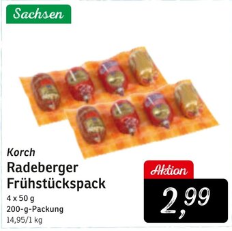 KONSUM Korch Radeberger Frühstückspack 4 x 50 g 200-g-Packung Angebot