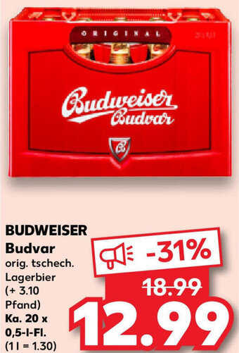 Kaufland BUDWEISER Budvar Ka. 20 x 0,5-L-FI. Angebot