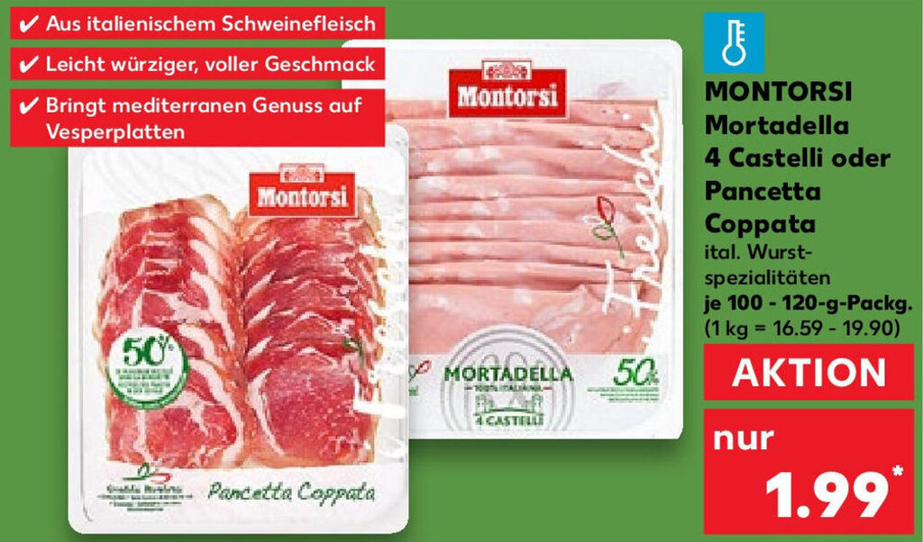 MONTORSI Mortadella 4 Castelli oder Pancetta Coppata 100120 g Packg