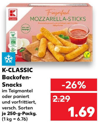 Kaufland K-CLASSIC Backofen-Snacks 250-g-Packg. Angebot