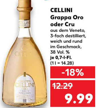 Kaufland CELLINI Grappa Oro oder Cru 0,7 L-Fl. Angebot