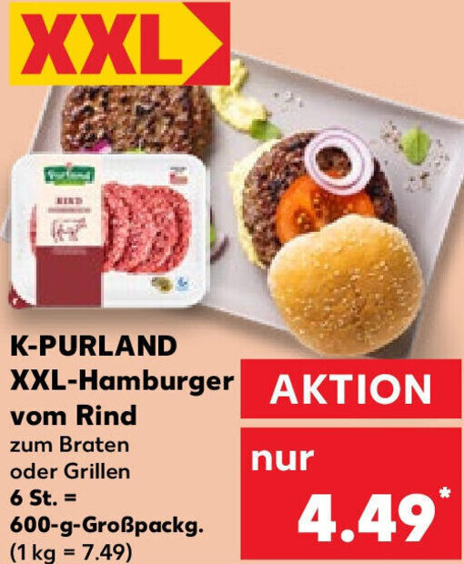 KPURLAND XXLHamburger vom Rind 600 g Angebot bei Kaufland