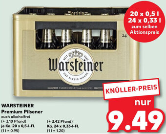 Kaufland WARSTEINER Premium Pilsener Ka. 20x0,5 L/24x0,33 L-Fl. Angebot