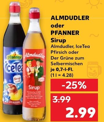 Kaufland ALMDUDLER oder PFANNER Sirup 0,7 l Fl. Angebot