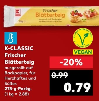 Kaufland K-CLASSIC Frischer Blätterteig 275-g-Packg. Angebot