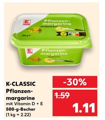 Kaufland K-CLASSIC Pflanzen- margarine 500 g Becher Angebot