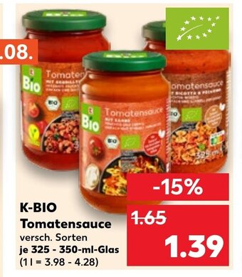 Kaufland K-BIO Tomatensauce 325-350 ml Glas Angebot