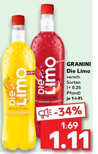 Kaufland GRANINI Die Limo 1-l-FI. Angebot