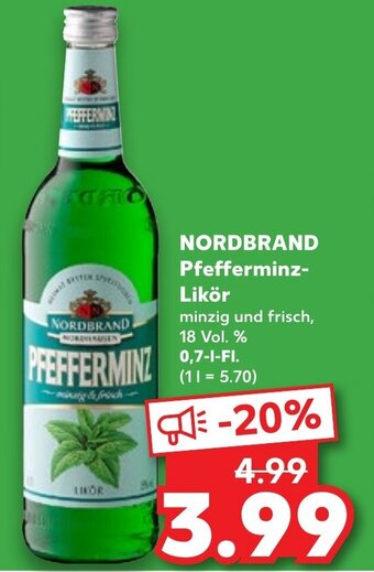 Kaufland NORDBRAND Pfefferminz-Likör 0,7 l Fl. Angebot