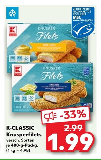 Kaufland K-CLASSIC Knusperfilets 400 g Packg. Angebot