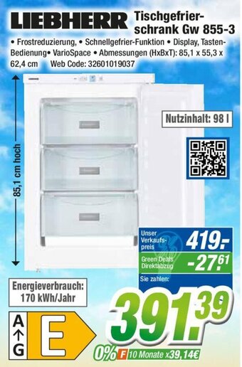 Expert LIEBHERR Tischgefrierschrank Gw 855-3 Angebot