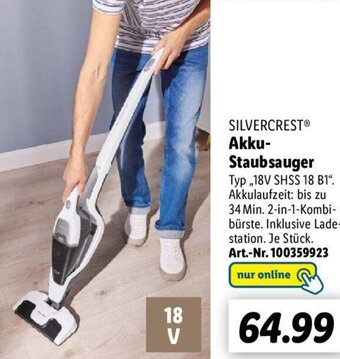 Lidl SILVERCRESTⓇ Akku-Staubsauger ,,18V SHSS 18 B1" Angebot