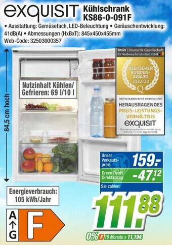 Expert Exquisit Kühlschrank KS86-0-091F Angebot