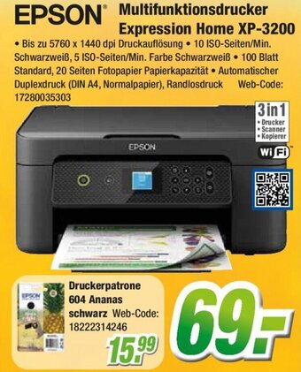 Expert EPSON Multifunktionsdrucker Expression Home XP-3200 Angebot