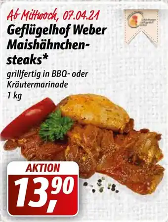 Simmel Geflügelhof Weber Maishähnchensteaks 1kg Angebot