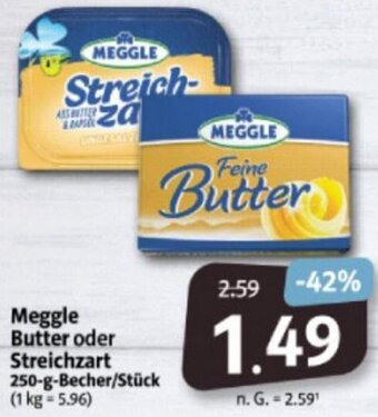 Markant Markt Meggle Butter oder Streichzart 250-g-Becher/Stück Angebot