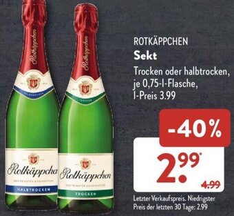 Aldi Süd ROTKÄPPCHEN Sekt 0,75 L Flasche Angebot