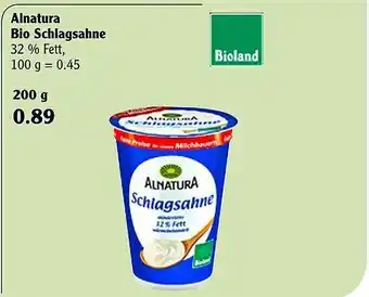 Globus Alnatura Bio Schlagsahne Bioland Angebot