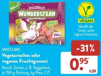 Aldi Süd SWEETLAND Vegetarisches oder veganes Fruchtgummi 350-g-Packung Angebot