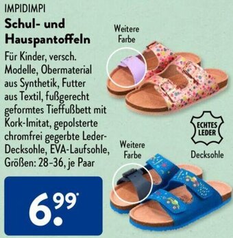 Aldi Süd IMPIDIMPI Schul- und Hauspantoffeln Angebot