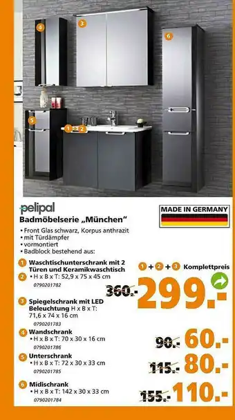 Globus Baumarkt Pelipal Badmöbelserie „münchen” Angebot