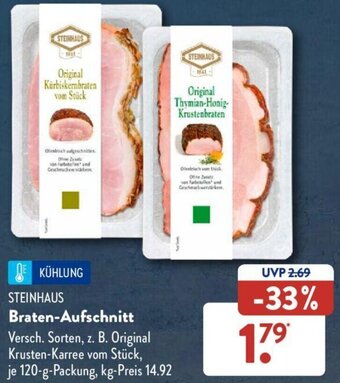 Aldi Süd STEINHAUS Braten-Aufschnitt 120 g Packung Angebot