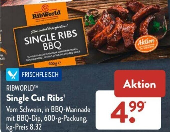 RIBWORLD Single Cut Ribs 600 g Packung Angebot bei Aldi Süd