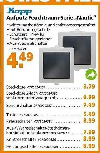 Globus Baumarkt Kopp Aufputz Feuchtraum-serie Angebot