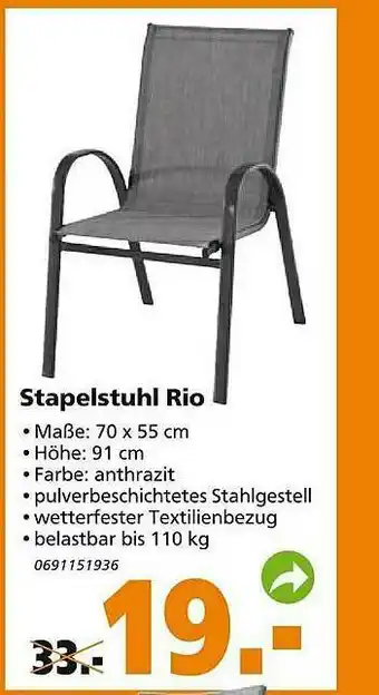 Globus Baumarkt Stapelstul Rio Angebot