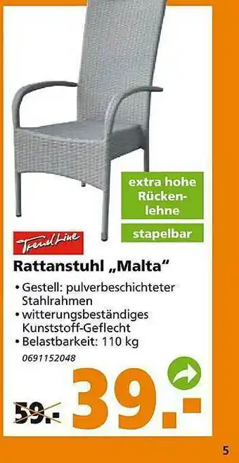 Globus Baumarkt Trend Line Rattanstuhl „malta” Angebot