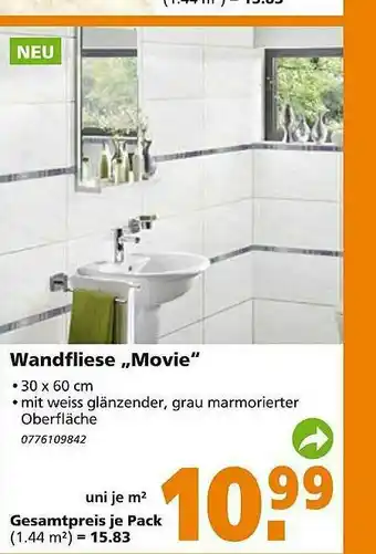 Globus Baumarkt Wandfliese „movie” Angebot