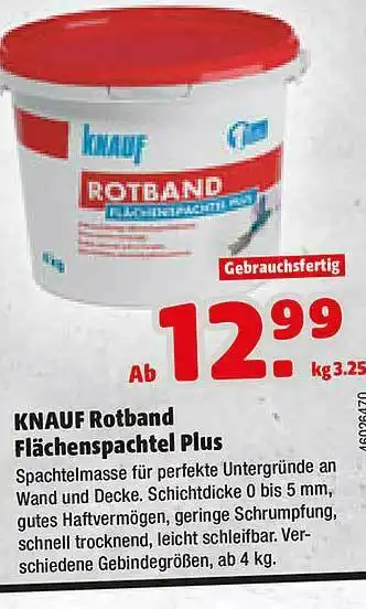 Hagebau Knauf Rotband Flächenspachtel Plus Angebot