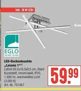 Hellweg Led-deckenleuchte „lasana 1” Angebot