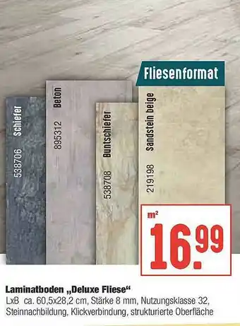 Hellweg Laminatboden „deluxe Fliese” Angebot