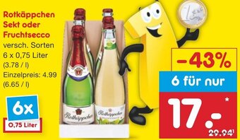 Netto Marken-Discount Rotkäppchen Sekt oder Fruchtsecco 6 x 0,75 Liter Angebot