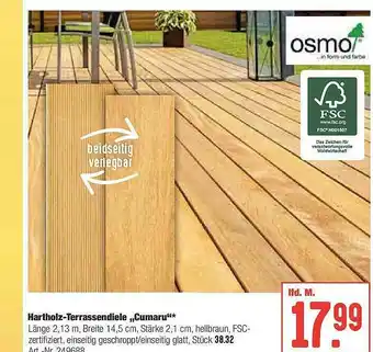 Hellweg Hartholz-terrassendiele „cumaru” Angebot