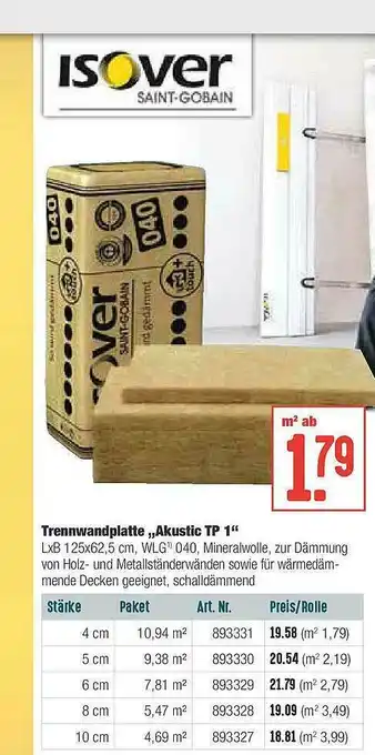 Hellweg Trennwandplatte „akustic Tp 1” Angebot