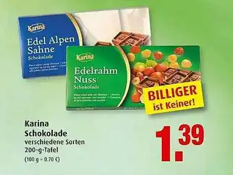 Markant Karina Schokolade Angebot