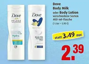 Markant Dove Body Milk Oder Body Lotion Angebot