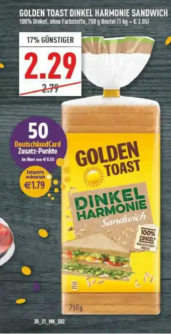 Marktkauf Golden Toast Dinkel Harmonie Sandwich Angebot